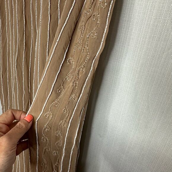Retrofete Light Brown Beaded Wide Leg Dress‎ Pants - Picture 2 of 5